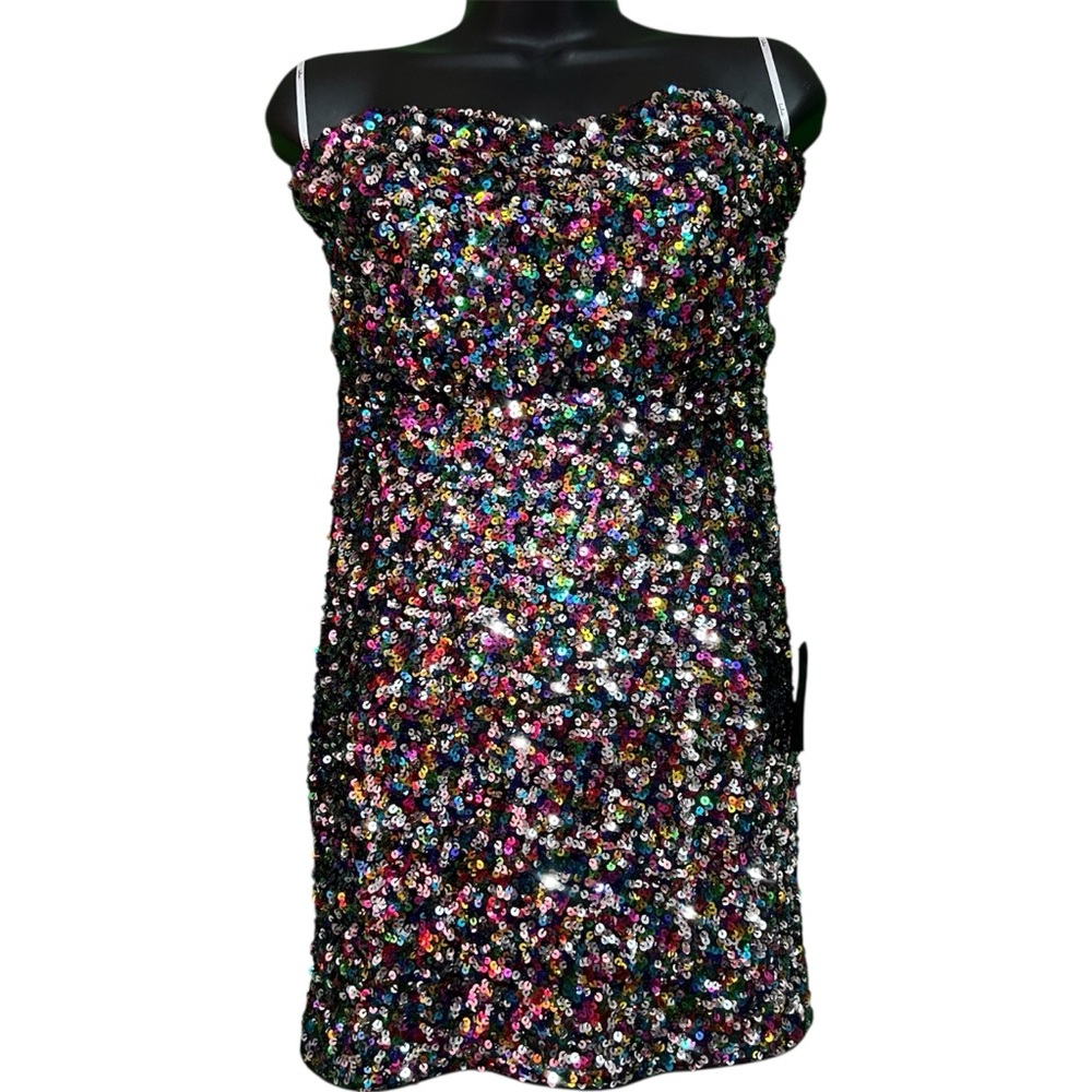 Multicolor Sequin Strapless Dress